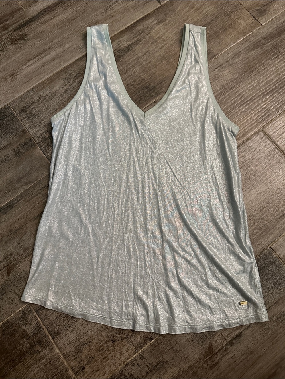 ✨ Ted Baker Metallic Blue/Silver Knit V Neck Tank Top Size 1✨